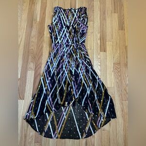 2pc White House Black Market Black Multi-Stripe High-Low Sleeveless Dress